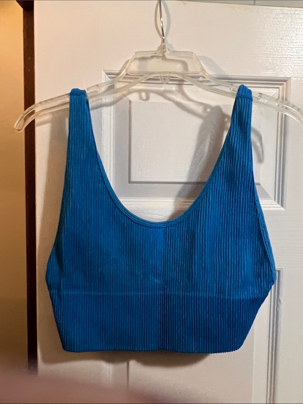 Forever 21 Blue Ribbed Scoop Neck Crop Tank